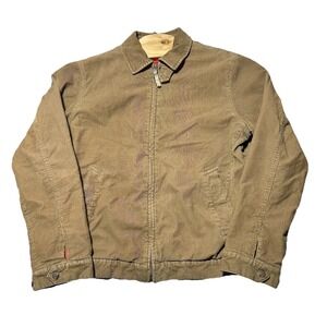 Vintage Y2K J Crew Corduroy Men Medium Jacket Bomber Workwear Lined Brown‎